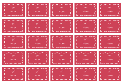 Naamkaartjes strikje rood roze | 25 stuks 8x5 cm
